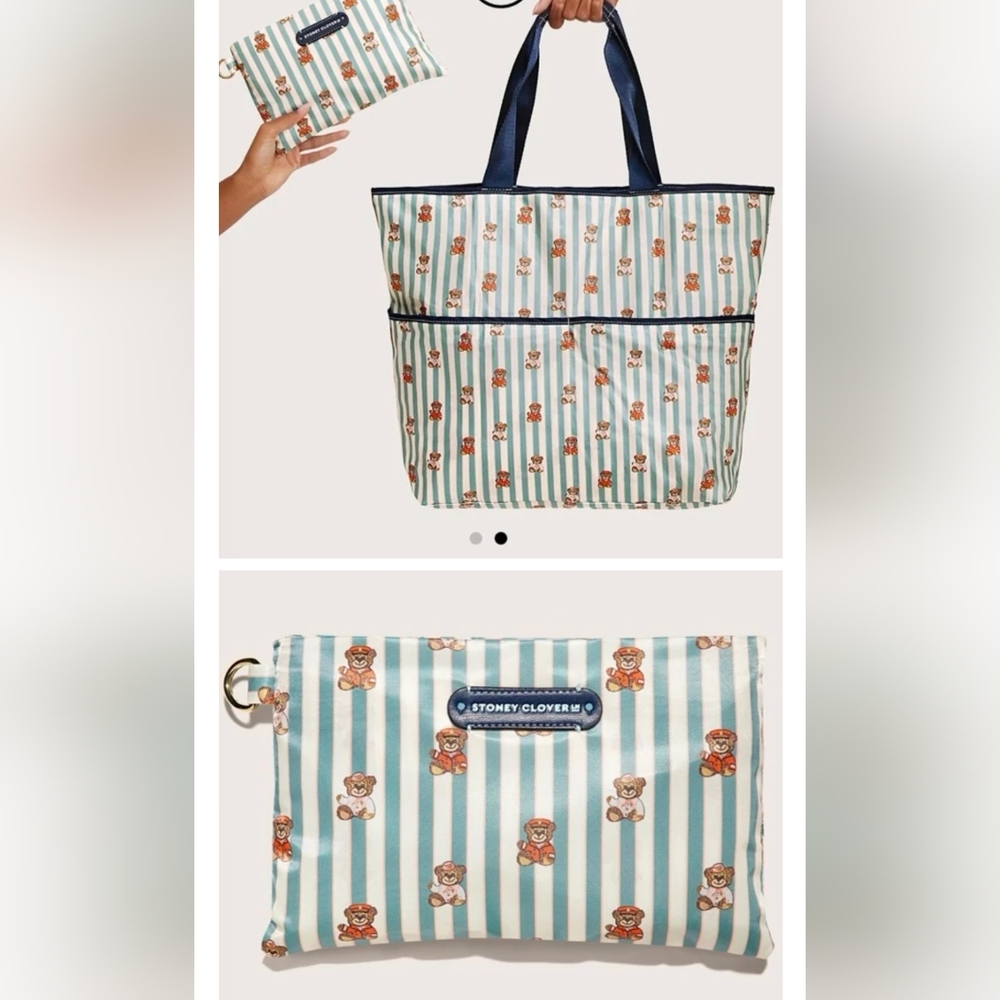 Stoney Clover Lane Teddy Bear Striped Utility Tote